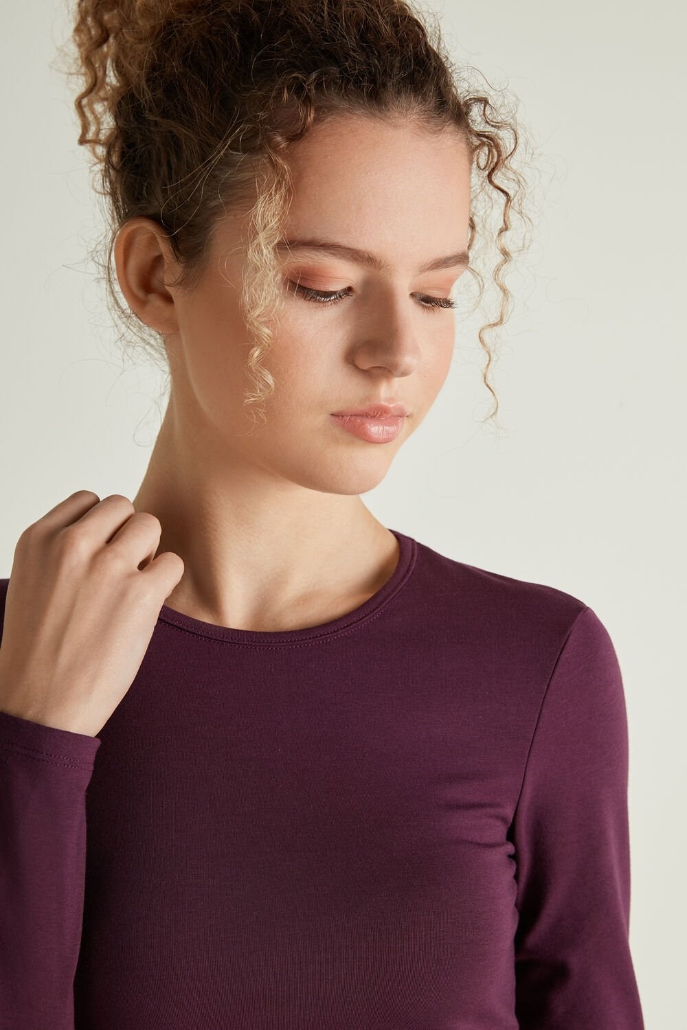 Tezenis Thermal Modal and Bawełniane Crew-Neck Top Violet Grape Skin 928u | 4238-YWQDC