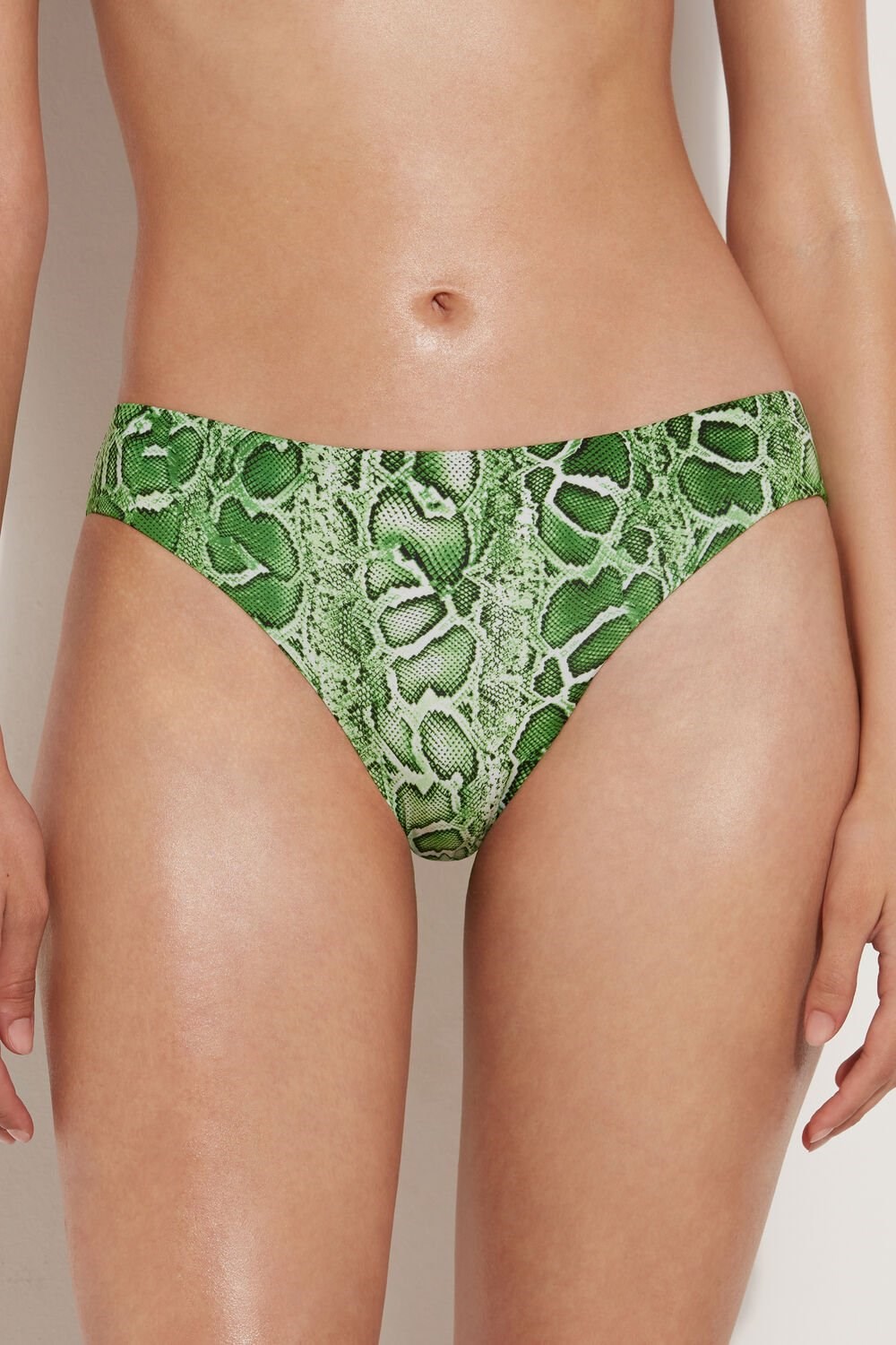 Tezenis Tropical Snake Klasyczne Bikini Bottoms Zielone Wąż | 5784-FBCGN