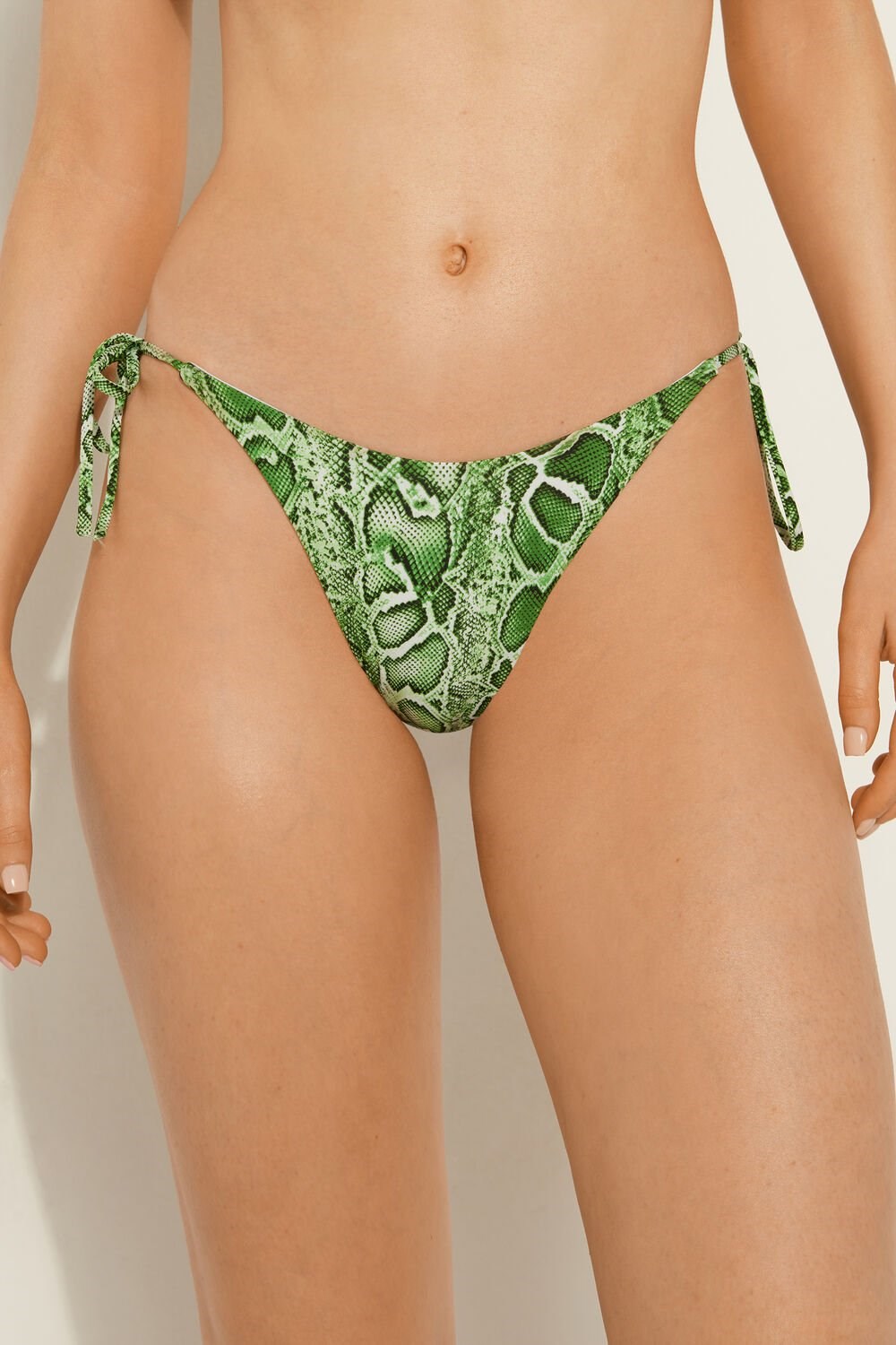 Tezenis Tropical Snake String Bikini Bottoms Zielone Wąż | 6318-EGQHL