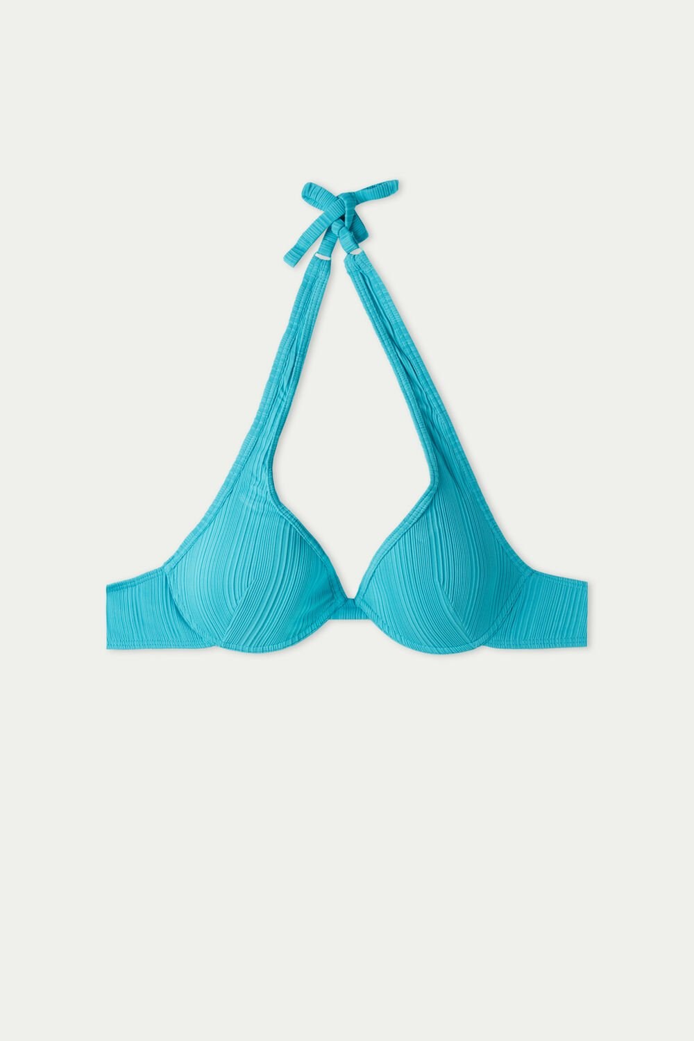 Tezenis Turquoise Żebrowany Recycled Microfiber Push-Up Bikini Top Niebieskie Turkusowe | 6932-FLIPT