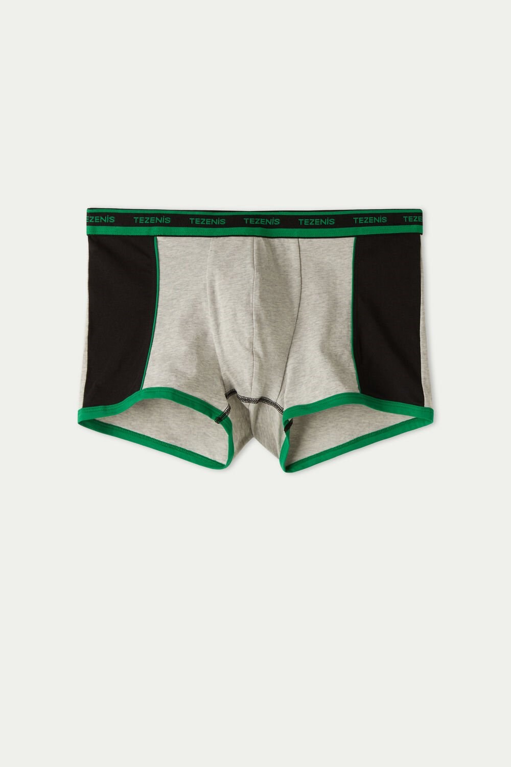 Tezenis Two-tone Bawełniane Boxers with Logoed Elastic Czarne Głęboka Zielone | 3901-GZRYI