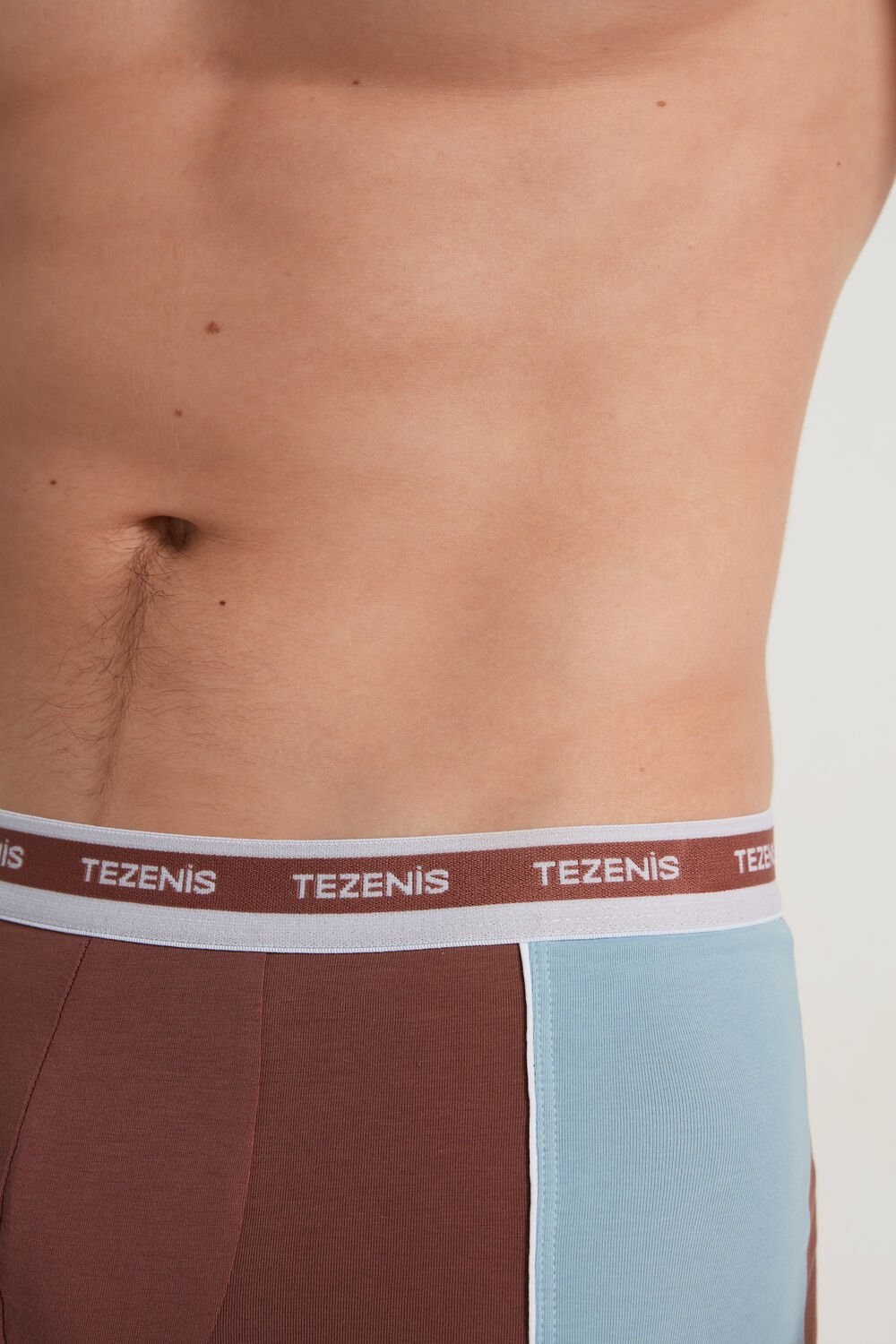 Tezenis Two-tone Bawełniane Boxers with Logoed Elastic Niebieskie Niebieskie | 4718-RLOEV