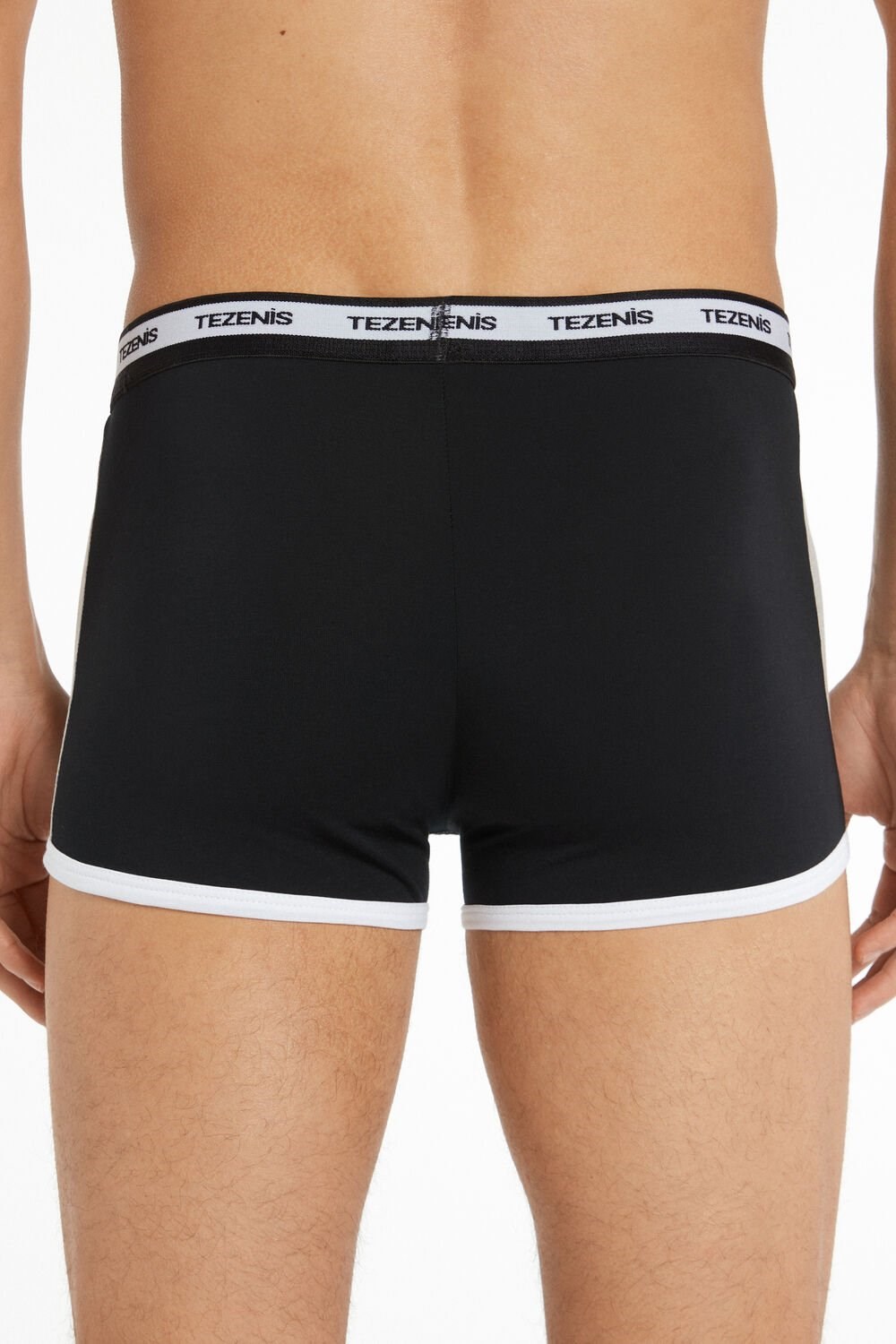 Tezenis Two-tone Bawełniane Boxers with Logoed Elastic Czarne | 5072-GIUFP