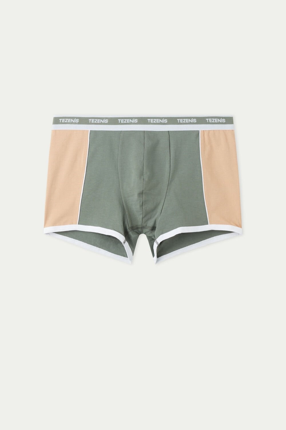 Tezenis Two-tone Bawełniane Boxers with Logoed Elastic Zielone | 6358-SCRQK