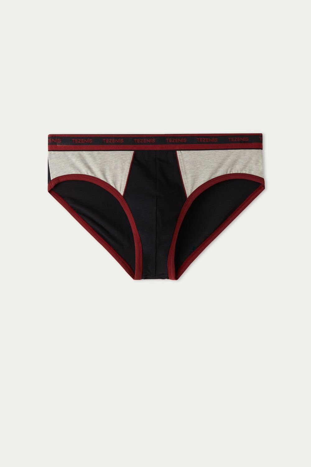 Tezenis Two-tone Bawełniane Panties with Logoed Elastic Niebieskie Ciemny Czerwone | 6350-ZSUIM