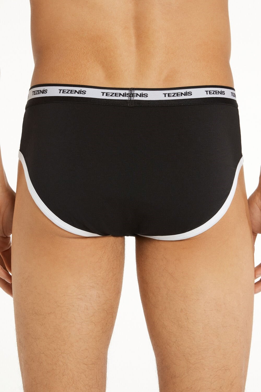 Tezenis Two-tone Bawełniane Panties with Logoed Elastic Czarne | 7316-THKIC