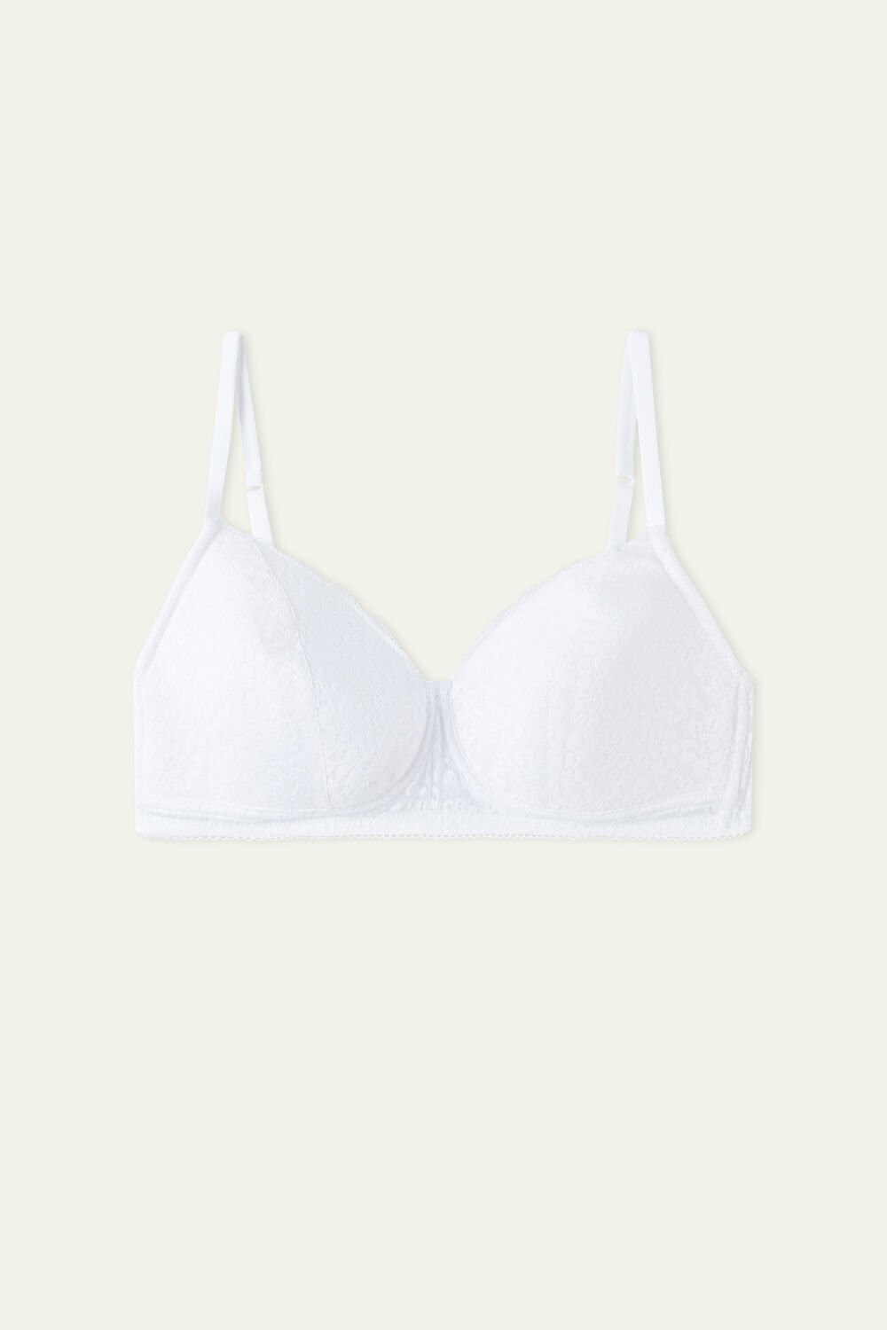 Tezenis Warsaw Lightly Watowany Koronkowe Triangle Bra Białe Białe | 3964-ZRTJL