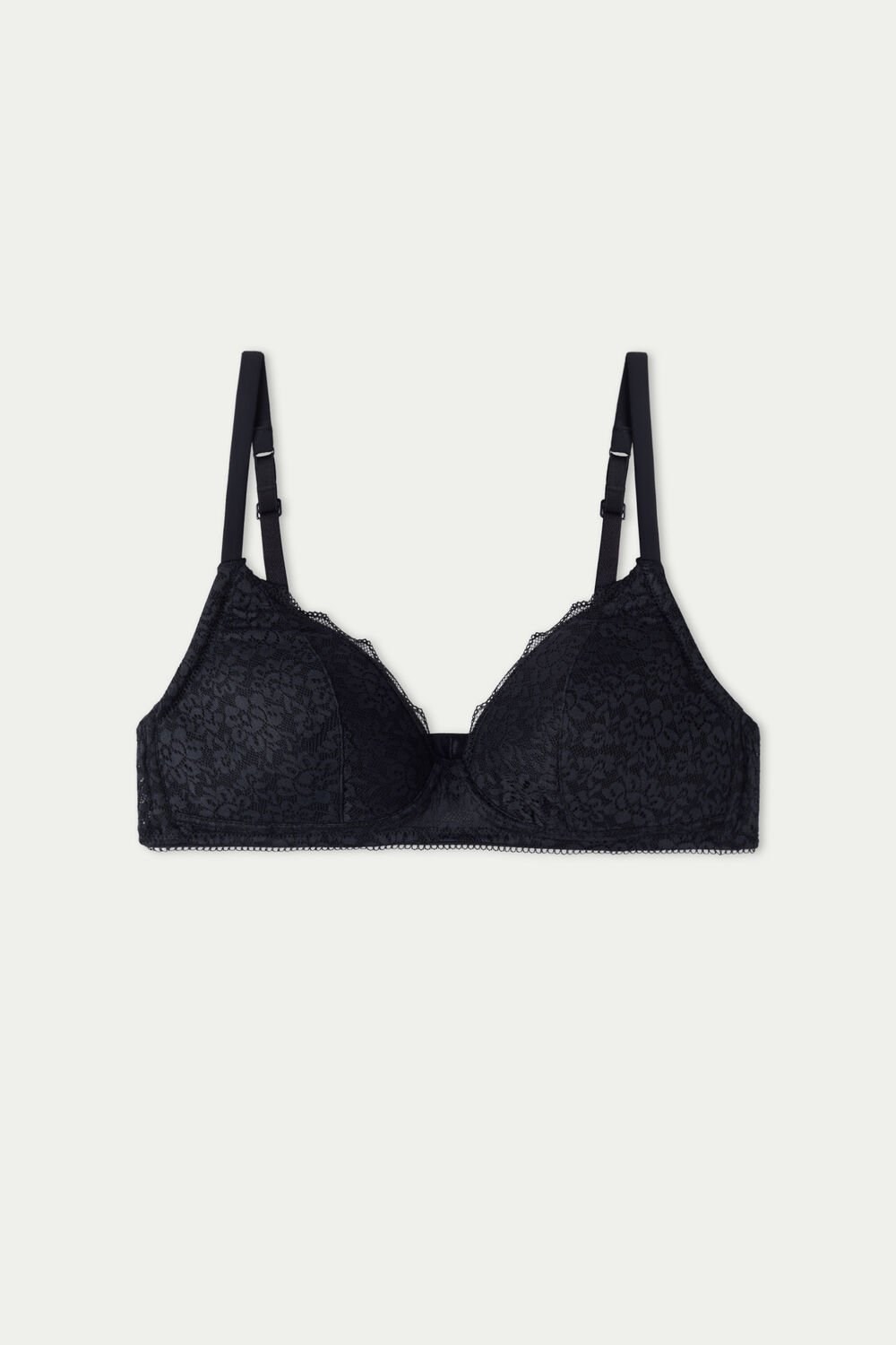 Tezenis Warsaw Lightly Watowany Koronkowe Triangle Bra Czarne Czarne | 4273-JCHBW