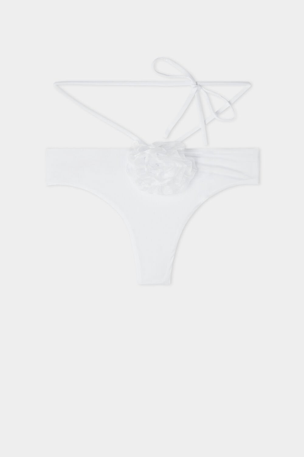 Tezenis White 3D Roses High-Cut Brazilian Bikini Bottoms Białe Białe | 9325-IHSNG