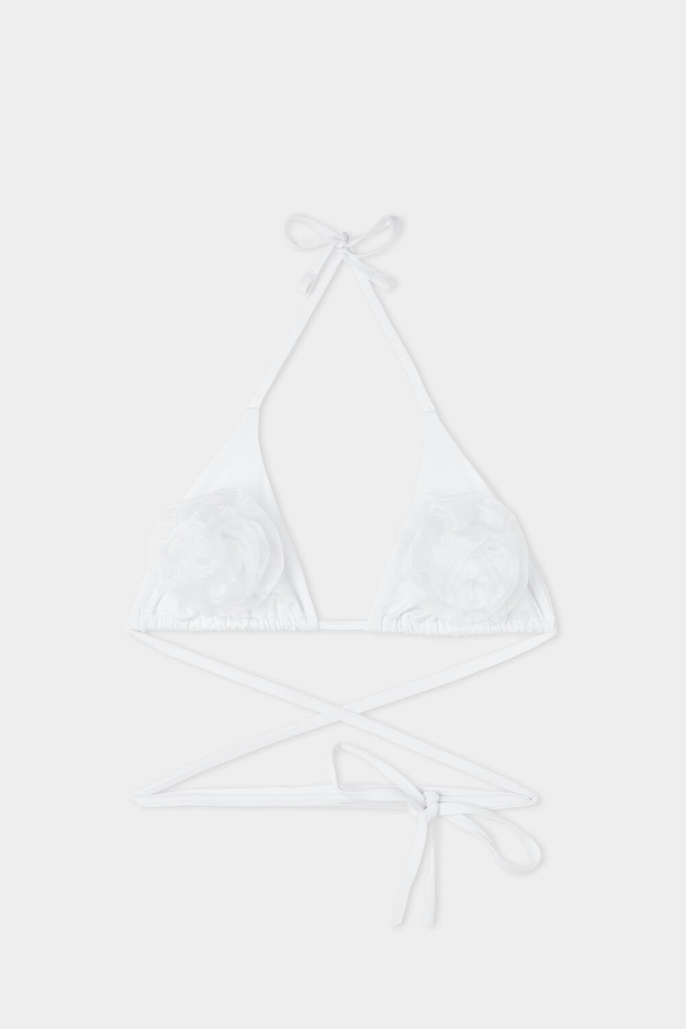 Tezenis White 3D Roses Triangle Bikini Top Białe Białe | 4980-BEVRZ