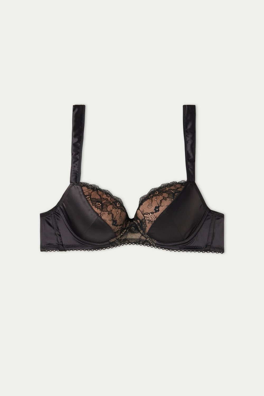 Tezenis Wien Hypnotic Koronkowe Lightly Watowany Balconette Bra Czarne Czarne | 1209-DIBHP