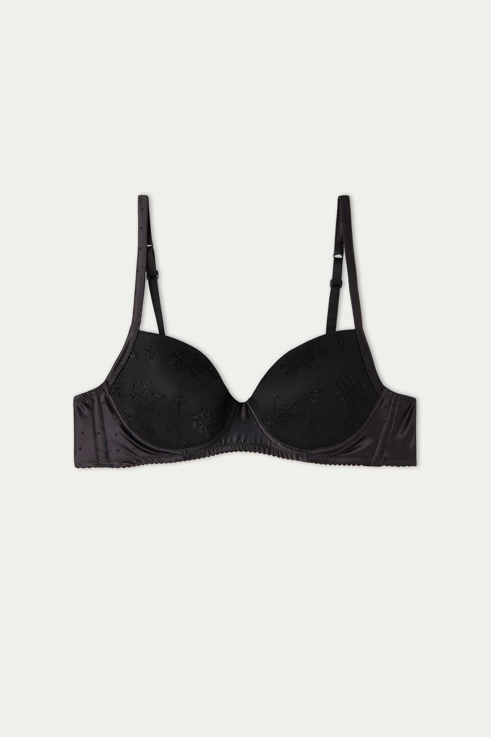 Tezenis Wien Paradise Koronkowe Lightly Watowany Balconette Bra Czarne Czarne | 2603-EJVKZ