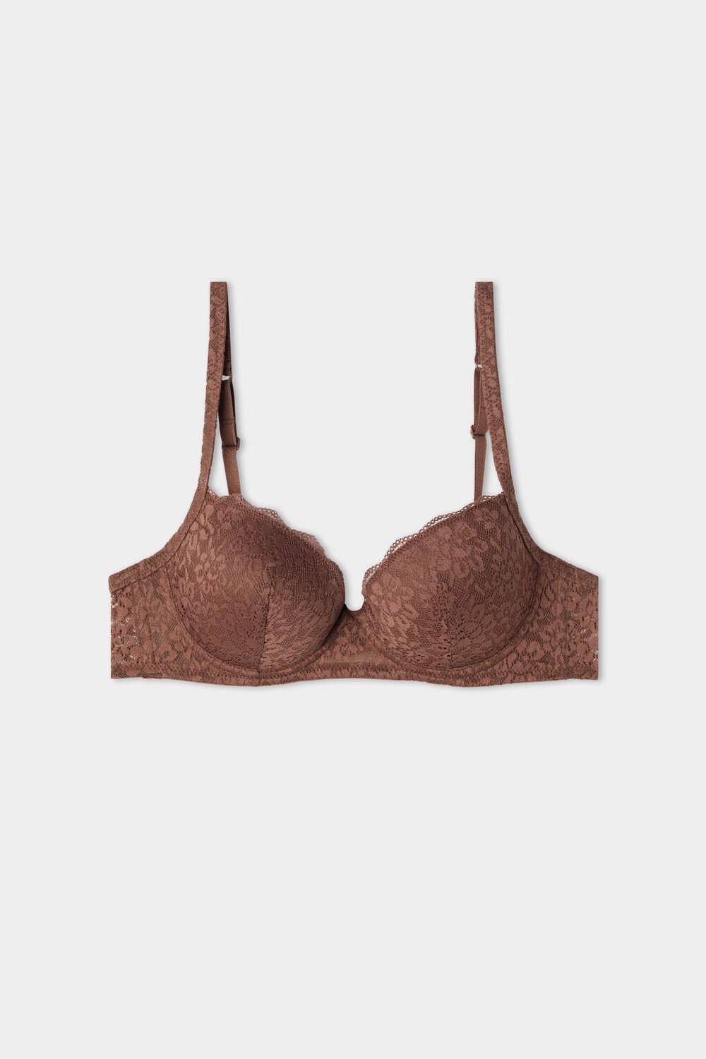 Tezenis Wien Recycled Koronkowe Lightly Watowany Balconette Bra Brązowe Brązowe | 0183-NGKZV