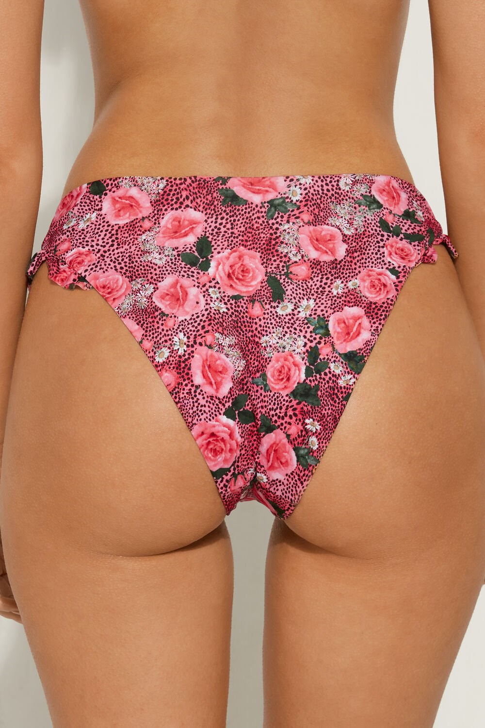 Tezenis Wild Roses High-Cut Bikini Bottoms Różowe | 0461-IKUGF