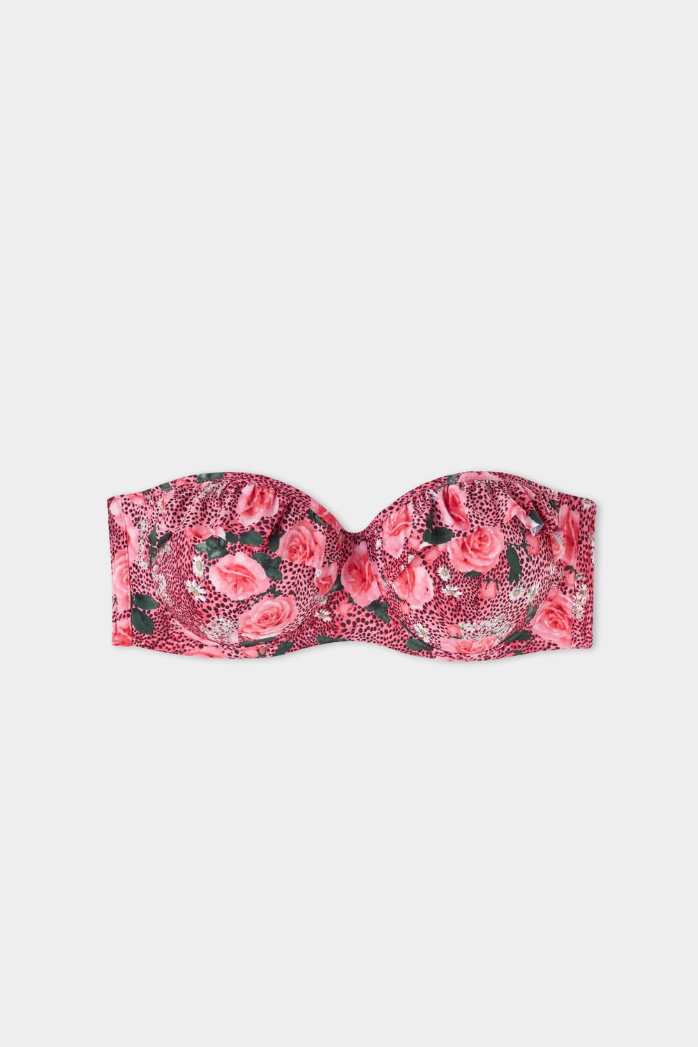 Tezenis Wild Roses Watowany Bandeau Bikini Top Różowe | 5472-AJGTS