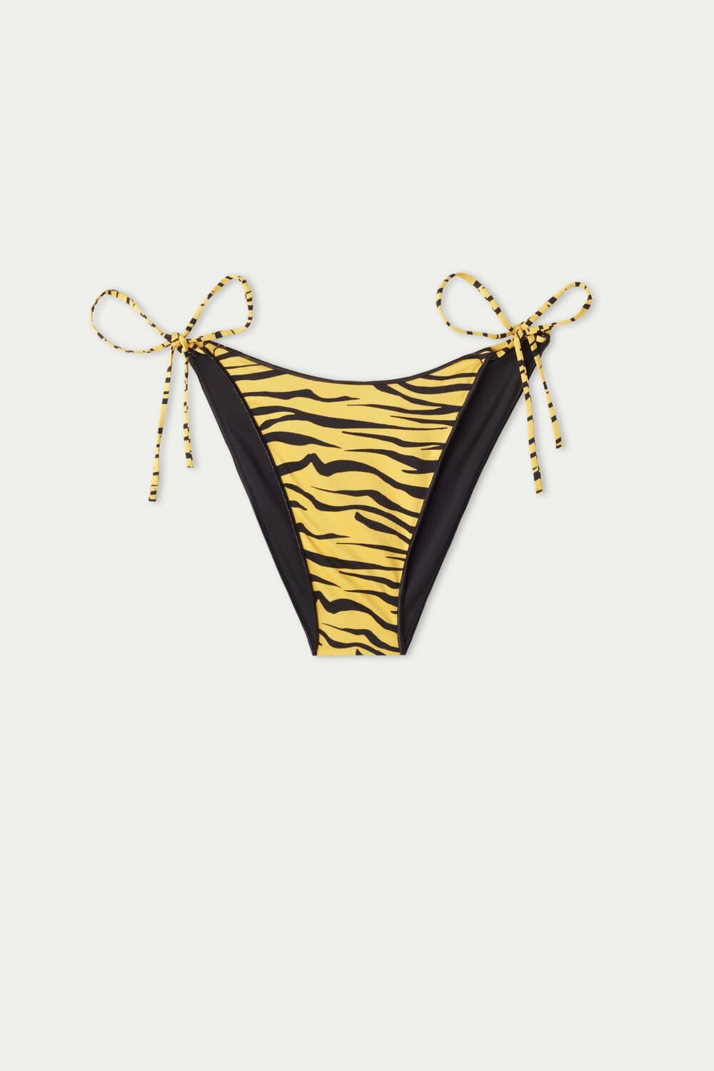 Tezenis Yellow Zebra High-Cut String Bikini Bottoms Czarne Żółte | 5674-WAPFL