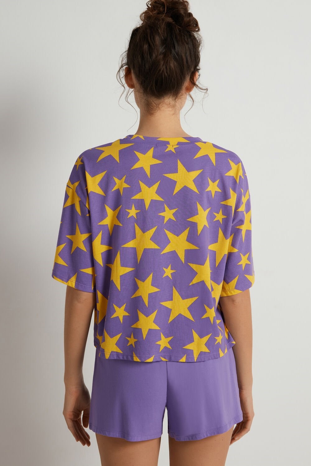 Tezenis “Dream On” Print Krótkie Bawełniane Pajamas Print Lilac Star Print 399v | 4289-VYJBP