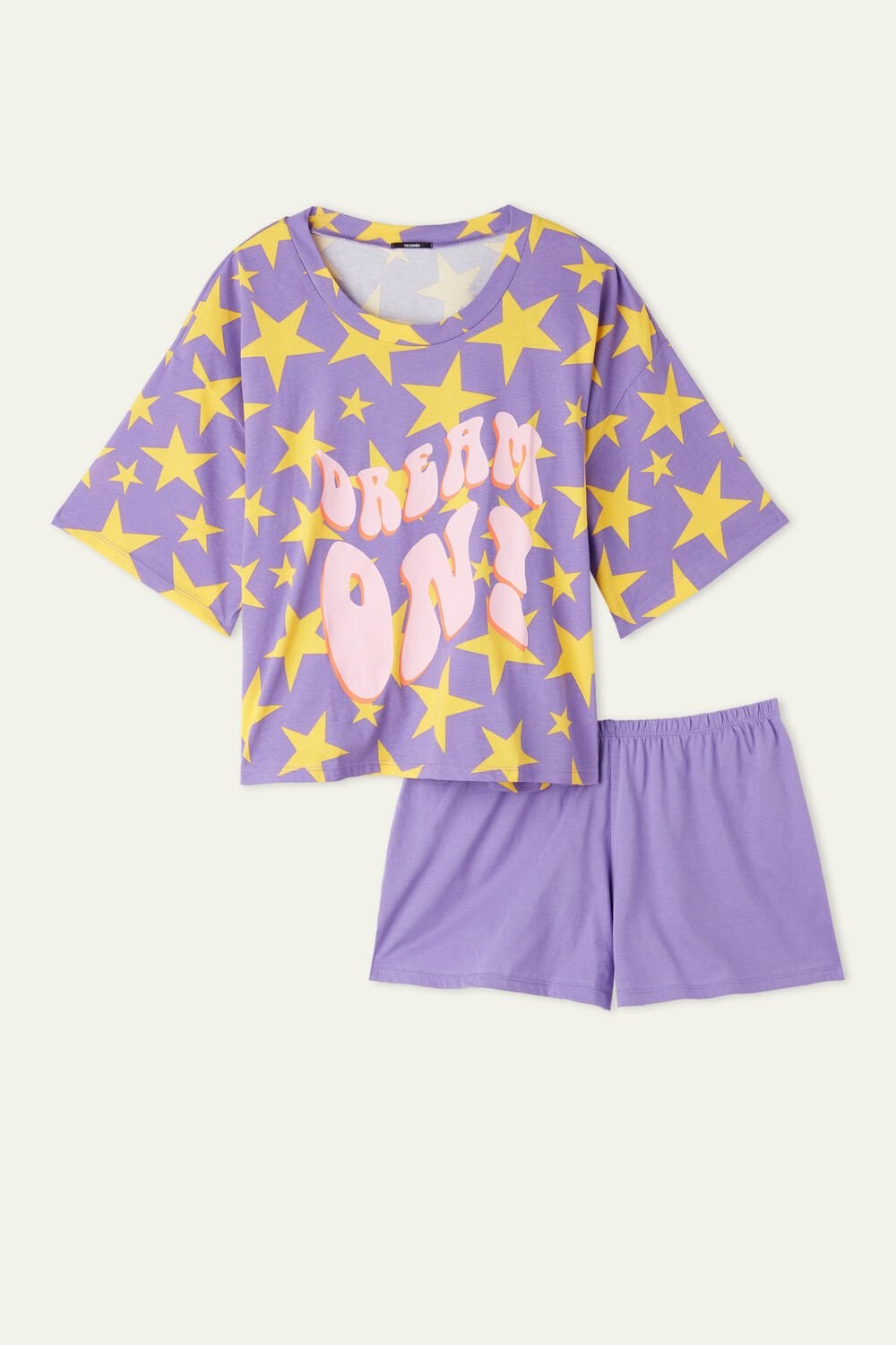 Tezenis “Dream On” Print Krótkie Bawełniane Pajamas Print Lilac Star Print 399v | 4289-VYJBP