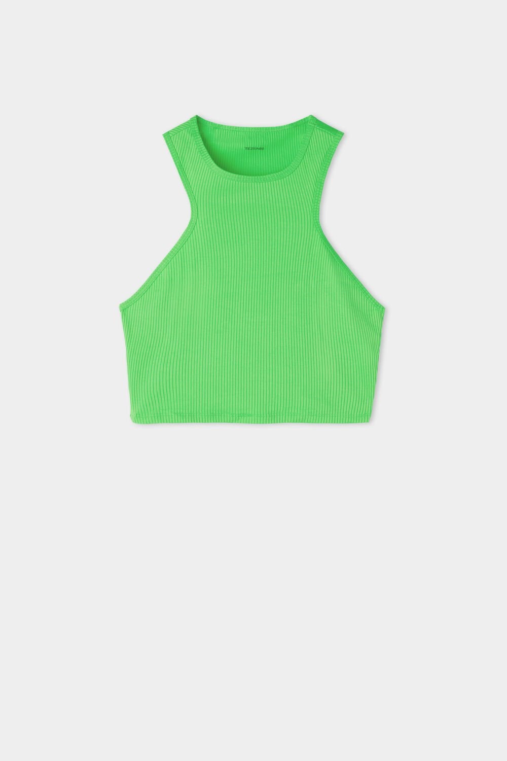 Tezenis Żebrowany Bawełniane Cropped Racerback Tank Top Zielone Zielone | 0953-OSJMH