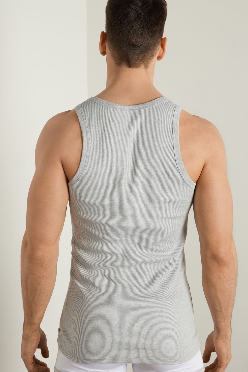 Tezenis Żebrowany Bawełniane Undershirt Szare Głęboka | 3725-RLFUY