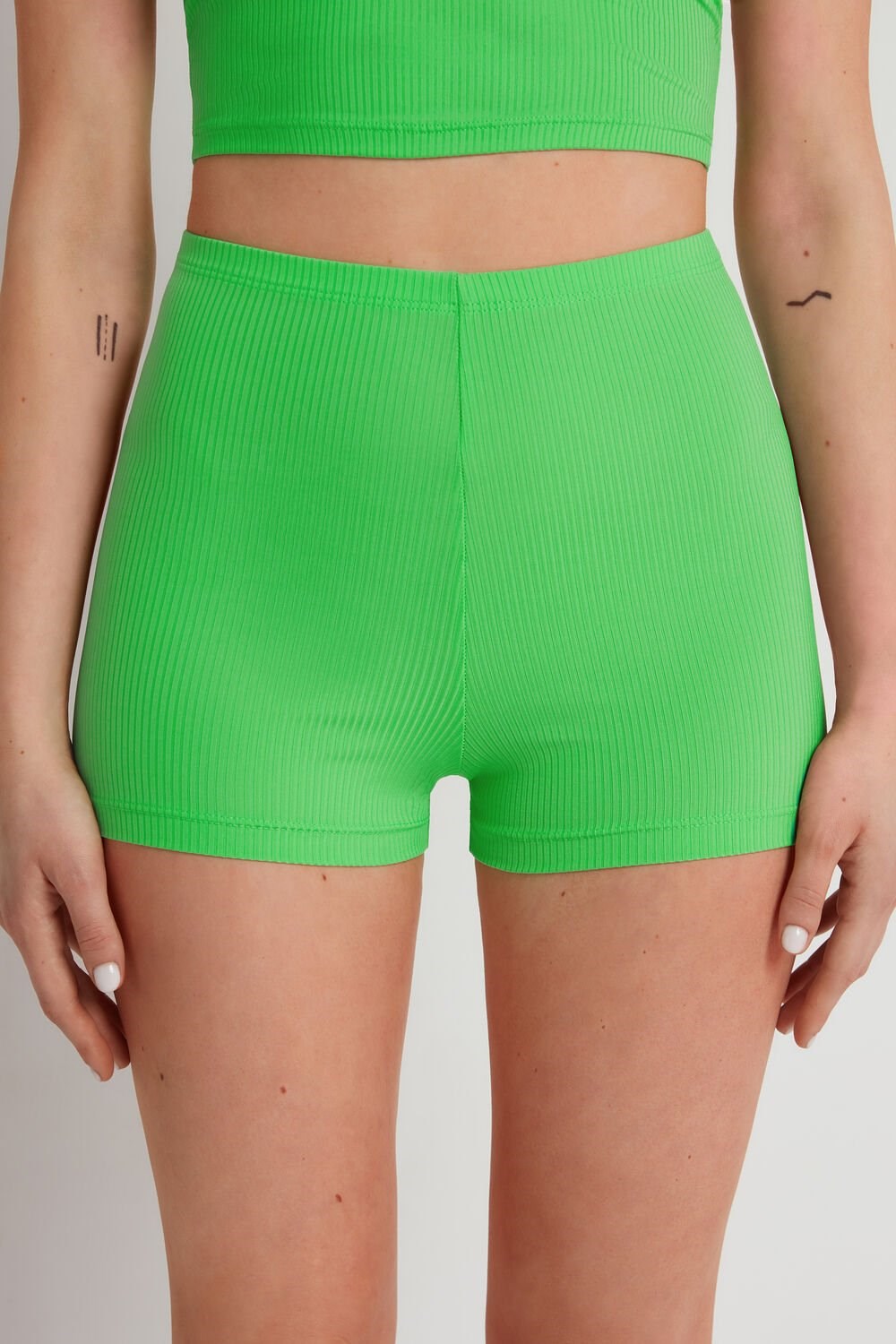 Tezenis Żebrowany Microfiber Boyshorts Zielone Zielone | 3859-XBUAI