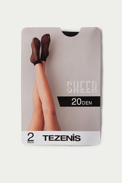 Tezenis 2 X 20 Den Appearance Sheer Krótkie Socks Czarne Czarne | 7936-TVWFU