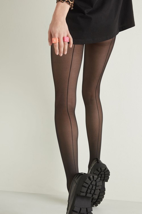 Tezenis 40-Denier Print Tights Czarne Czarne Paski | 7284-OAMBS