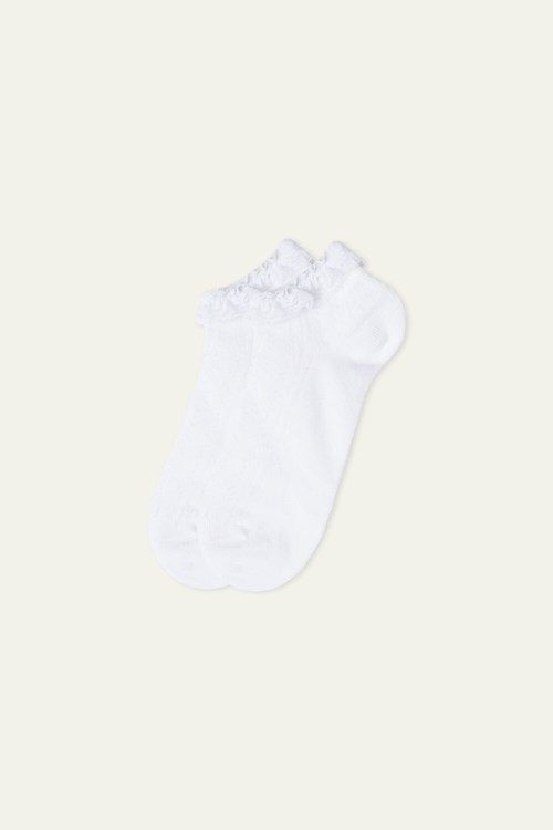 Tezenis Appliquéd Patterned Bawełniane No-Show Socks Białe | 2394-WSYVN