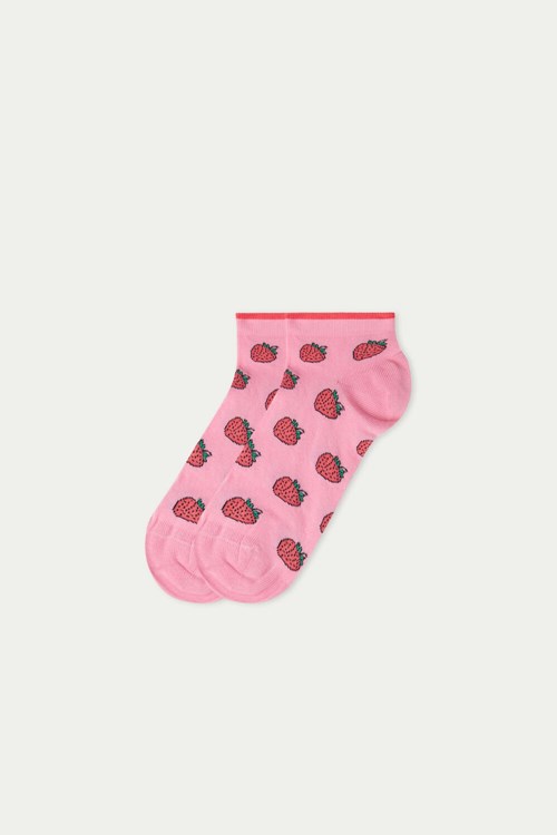 Tezenis Appliquéd Patterned Bawełniane No-Show Socks Różowe Różowe | 2954-CFPVE