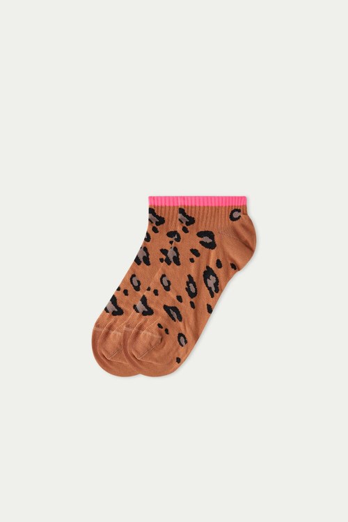 Tezenis Appliquéd Patterned Bawełniane No-Show Socks Animal Camel Spot Print 468v | 4819-RLDMS