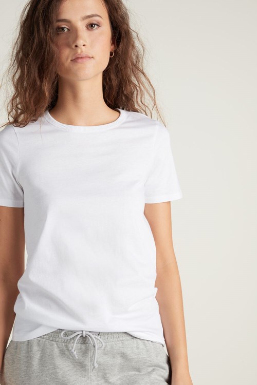 Tezenis Basic Jersey T-Shirt Białe Białe | 6591-ICHOA