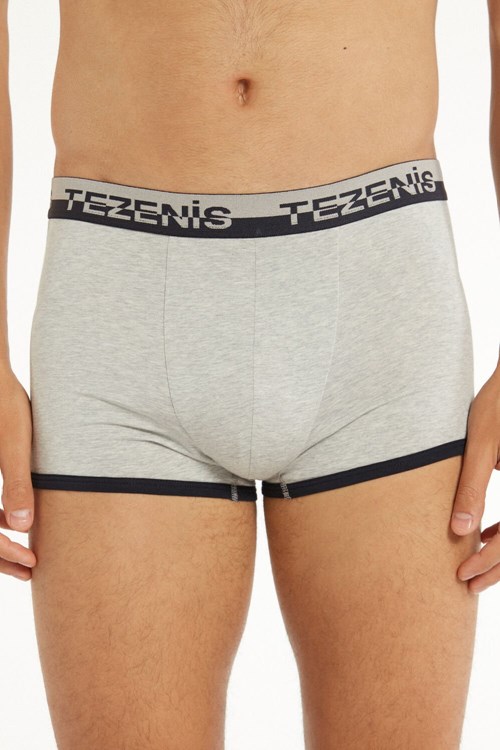 Tezenis Bawełniane Boxers with Logo Elastic Band Niebieskie Głęboka Niebieskie | 2186-GKDQT