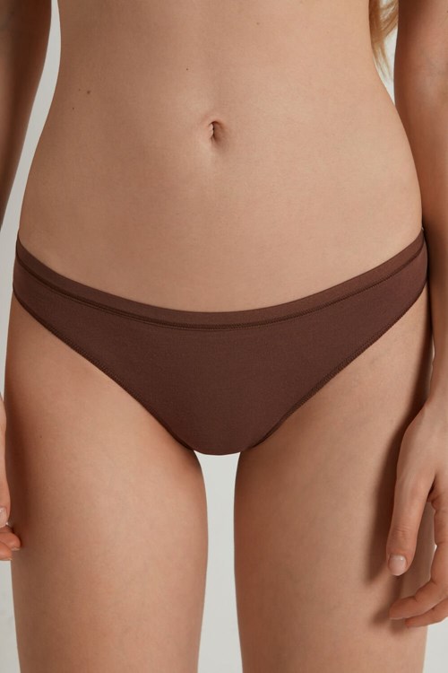 Tezenis Bawełniane Cheeky Briefs Brązowe Brązowe | 8305-WSUVE