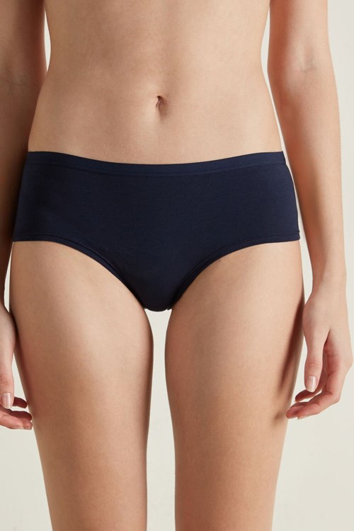 Tezenis Bawełniane French Panties Niebieskie Niebieskie | 7645-VXFBM