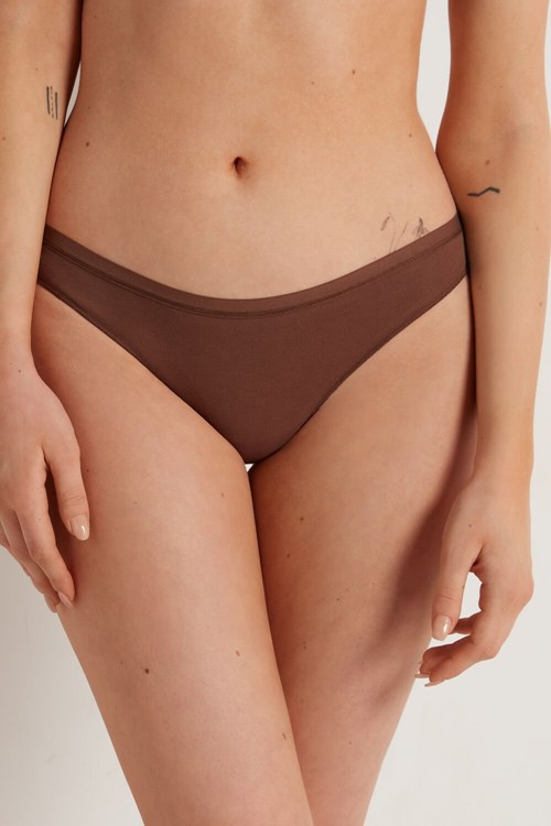 Tezenis Bawełniane G String Brązowe Brązowe | 2601-WCXRQ