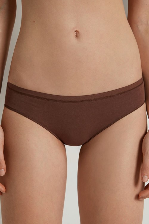 Tezenis Bawełniane Panties Brązowe Brązowe | 0964-KNGTU