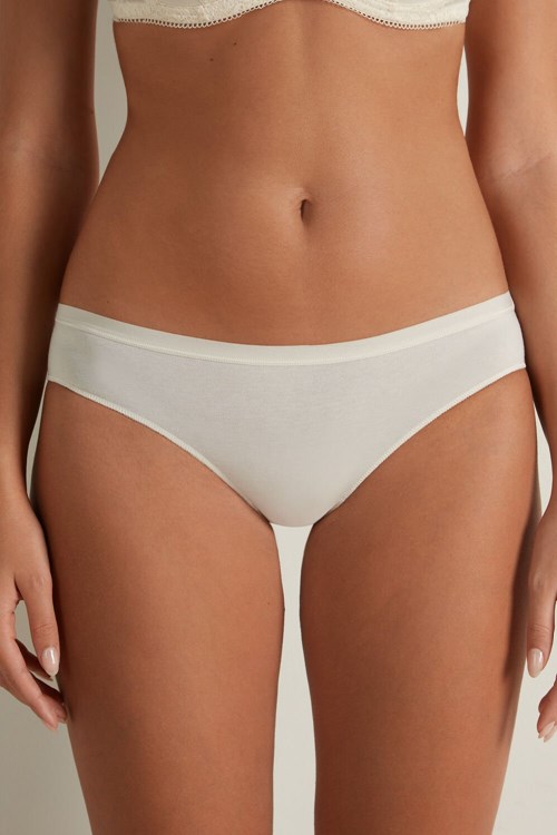 Tezenis Bawełniane Panties Kremowe | 4803-BOZGH