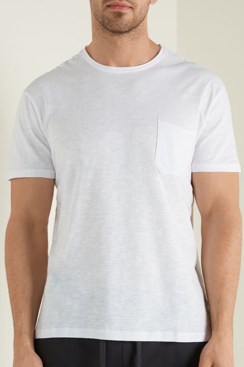 Tezenis Bawełniane T-Shirt with Breast Pocket Białe Białe | 0172-IGVDM