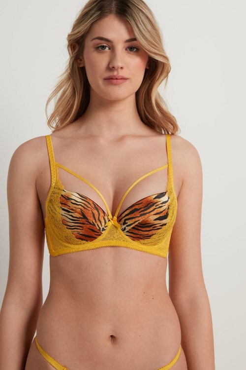 Tezenis Berlin Savage Koronkowe Balconette Bra Żółte | 2014-SOXUC