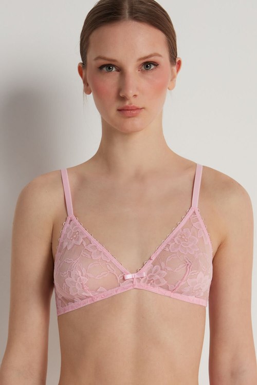 Tezenis Blooming Koronkowe Triangle Bra Różowe Różowe | 4508-JTXOF