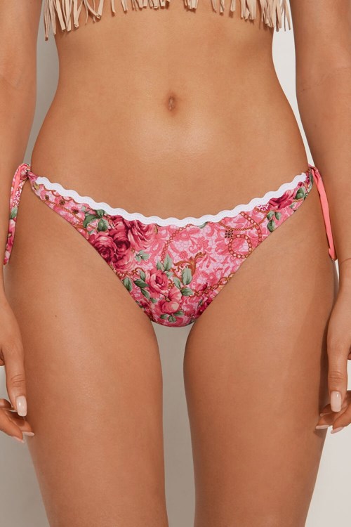 Tezenis Boho Chic Side-Tie Bikini Bottoms Różowe | 7243-APBQR