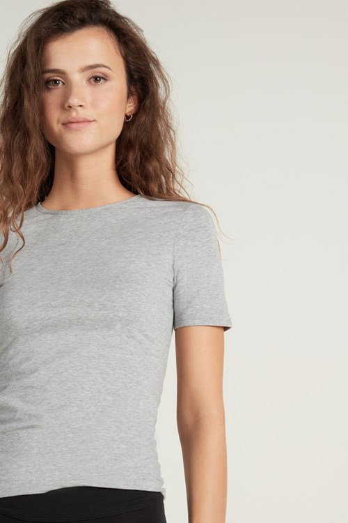 Tezenis Crew-Neck Stretch-Bawełniane T-Shirt Szare Głęboka | 2730-XJQPI