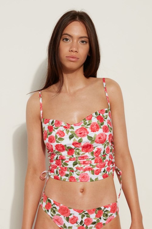 Tezenis Crop Top with Side Drawstrings Różowe | 9627-SIOGY