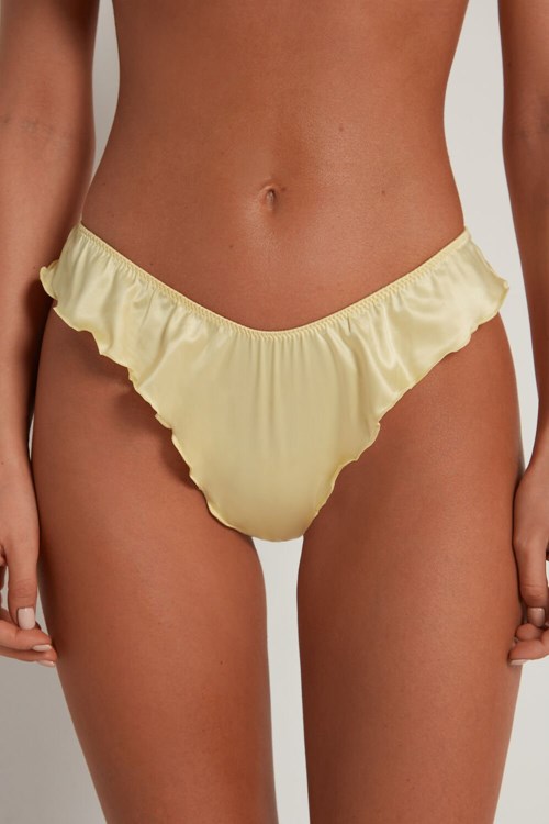 Tezenis Delicate Satin High-Cut Brazilian Panties Żółte Różowe | 1625-XUDIM