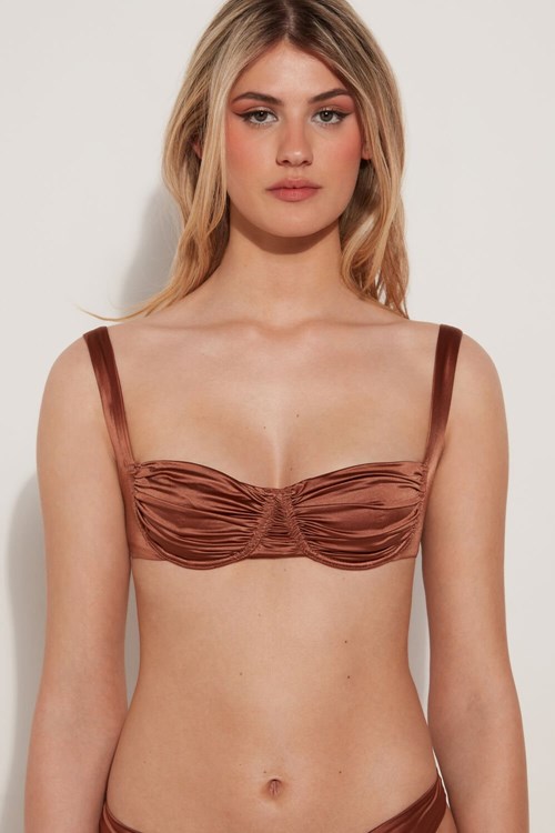 Tezenis Elegancki Dream Balconette Bikini Top Brązowe Brązowe | 4758-ISGDT