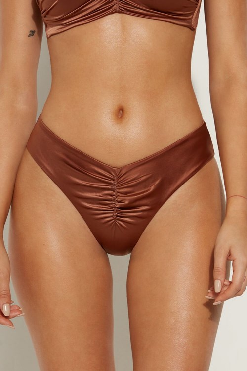 Tezenis Elegancki Dream High-Cut Bikini Bottoms Brązowe Brązowe | 6351-GCAWO