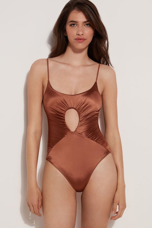 Tezenis Elegancki Dream One-Piece Swimsuit Brązowe Brązowe | 1254-HPSFK