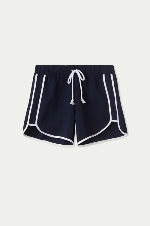 Tezenis Fleece Piping Shorts Niebieskie | 7986-YKNOV