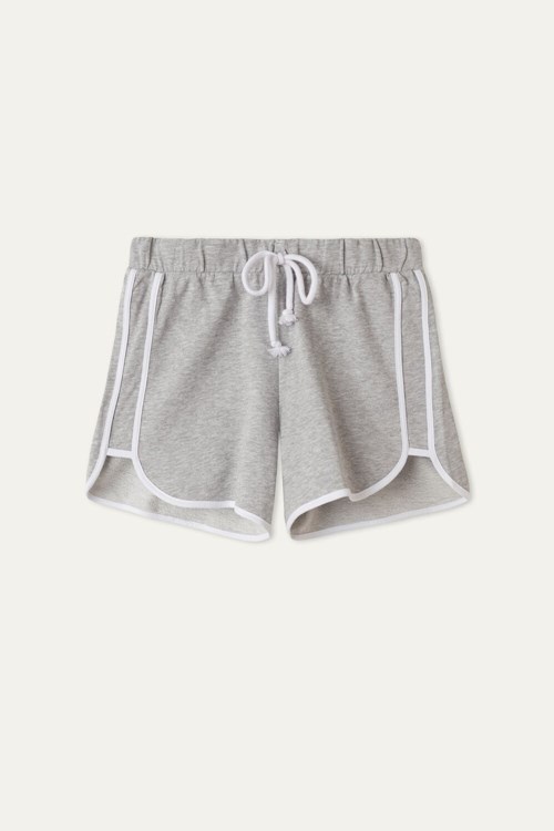 Tezenis Fleece Piping Shorts Szare Głęboka | 4293-FQOGI