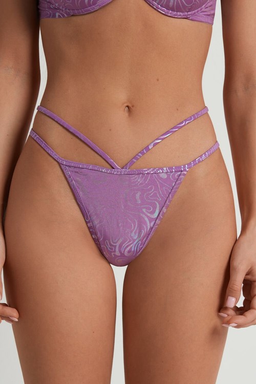 Tezenis Fluid Violet High-Cut String Stringi Violet Fluid Print 266v | 4168-ZVJBK